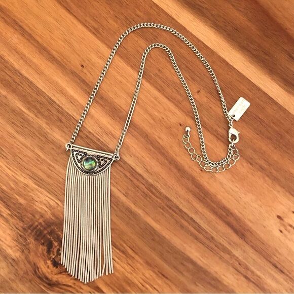 American Eagle | Abalone Fringe Pendant Necklace | 20” Adjustable - Picture 3 of 4
